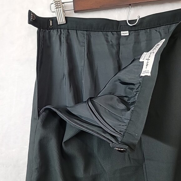 VTG Adele Simpson Ribbed Black Pencil Skirt Size 10 Side Zip Lined 100% Cotton - Picture 6 of 15